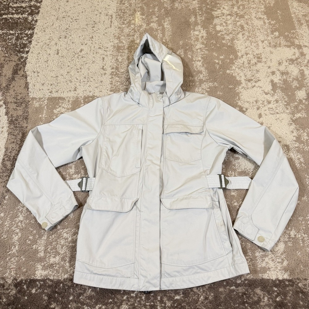 Royal Robbins Soft Shell Hooded Jacket Women Medium Gray Zip Up Utility Rain